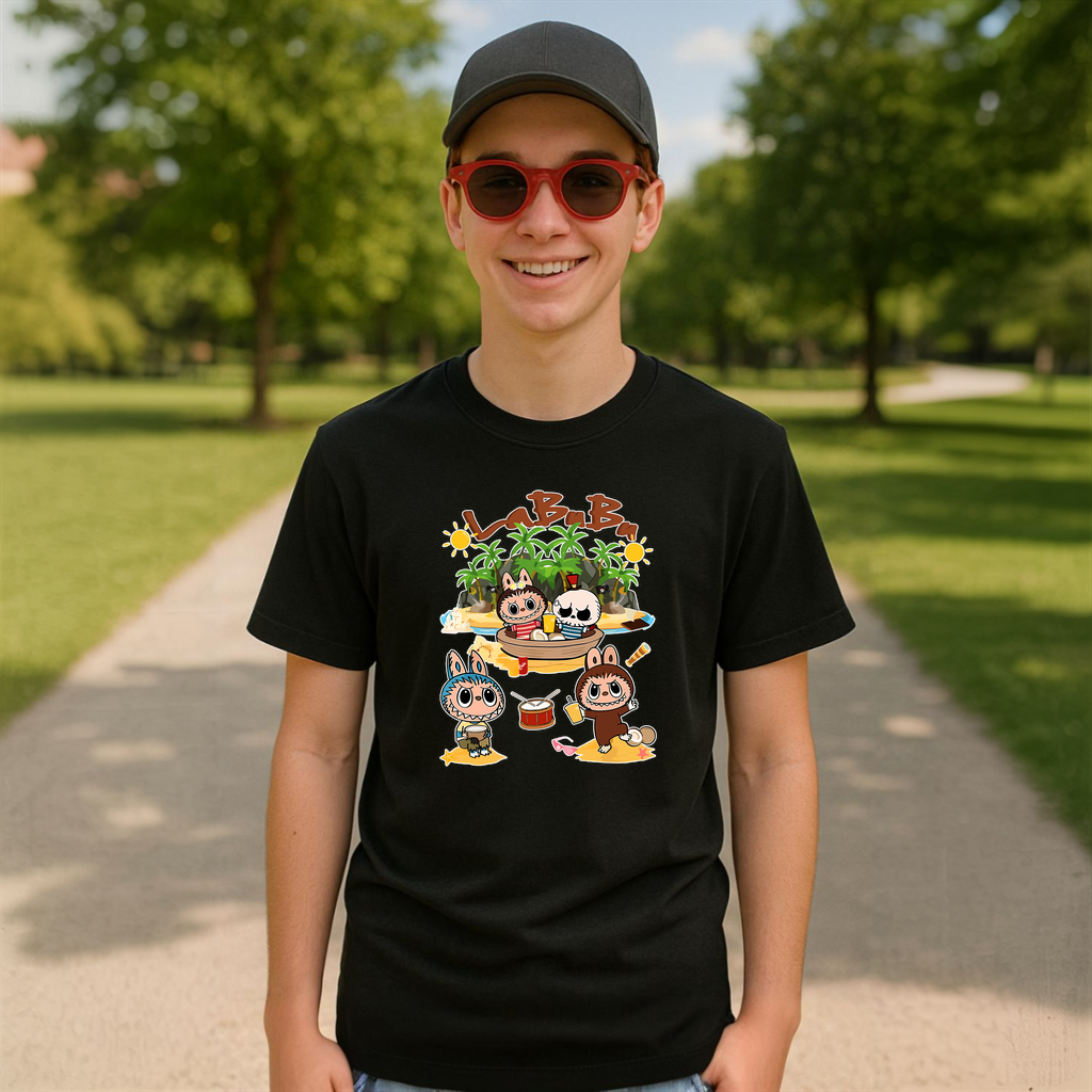 Tricou Labubu insula tobe, Unisex Dama si Barbat | Copii
