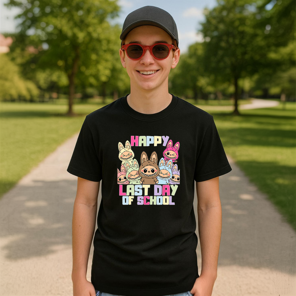Tricou Labubu last day school, Unisex Dama si Barbat | Copii 
