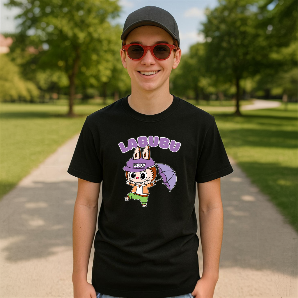 Tricou Labubu lucky umbrela, Unisex Dama si Barbat | Copii