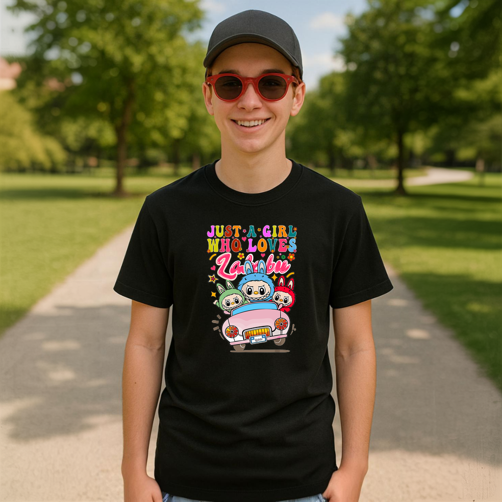 Tricou Labubu masina fete, Unisex Dama si Barbat | Copii 