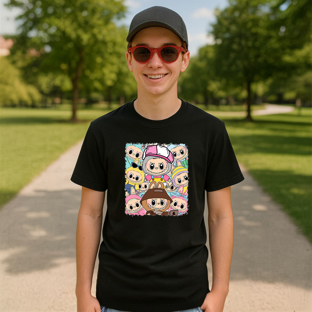 Tricou Labubu multiplu party, Unisex Dama si Barbat | Copii 