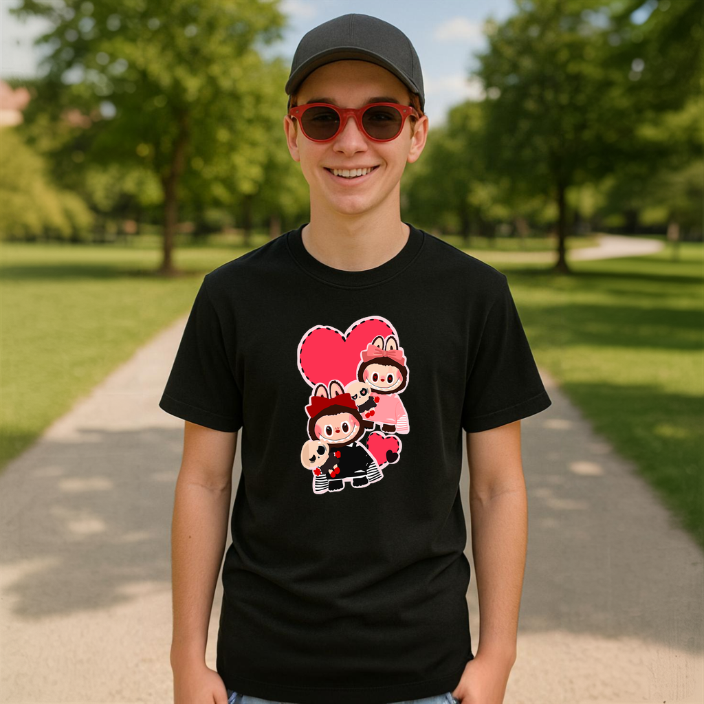 Tricou Labubu pupici rosii, Unisex Dama si Barbat | Copii 