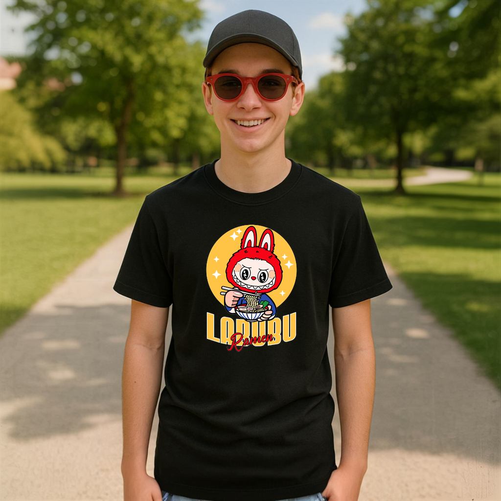 Tricou Labubu ramen roz, Unisex Dama si Barbat | Copii 