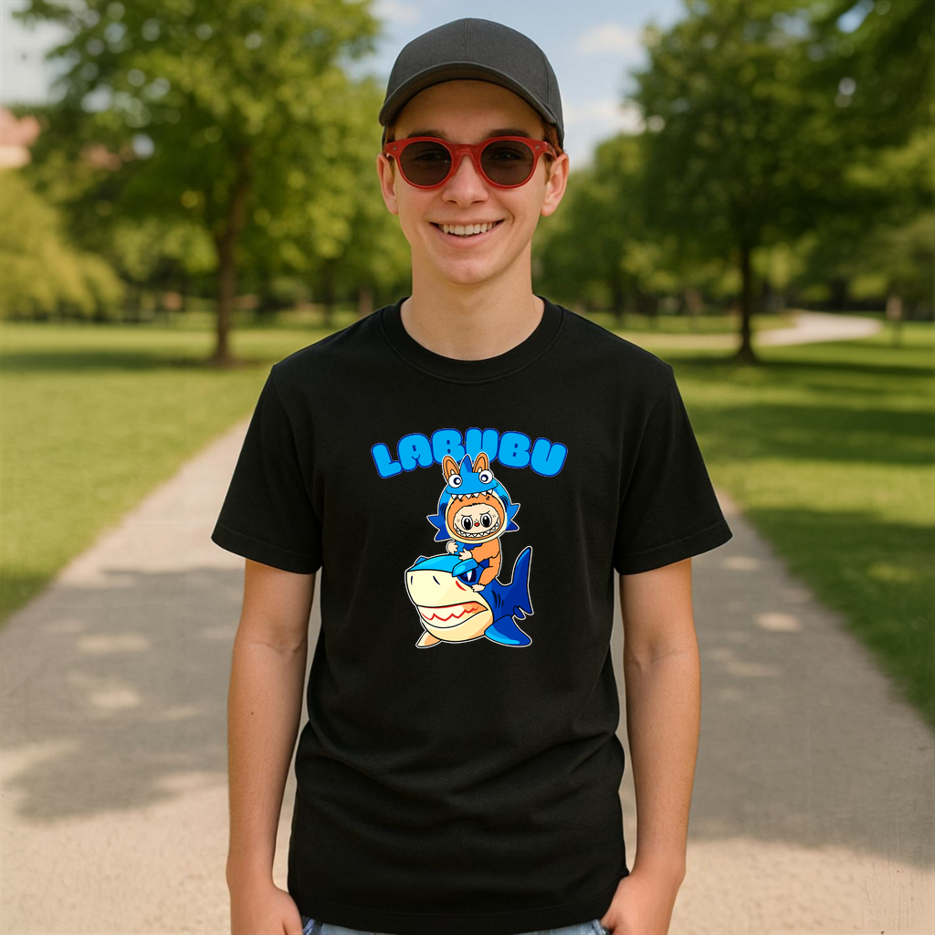 Tricou Labubu rechin, Unisex Dama si Barbat | Copii 