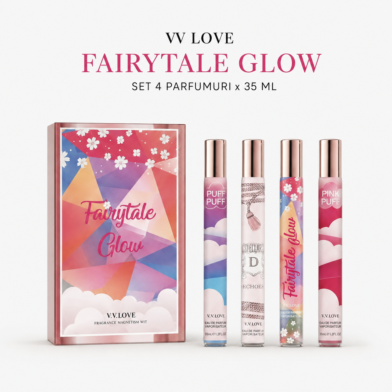 Set V.V. Love Fairytale Glow 4 parfumuri x 35 ml Set 4 parfumuri damă V.V. Love Fairytale Glow 4 x 35 ml