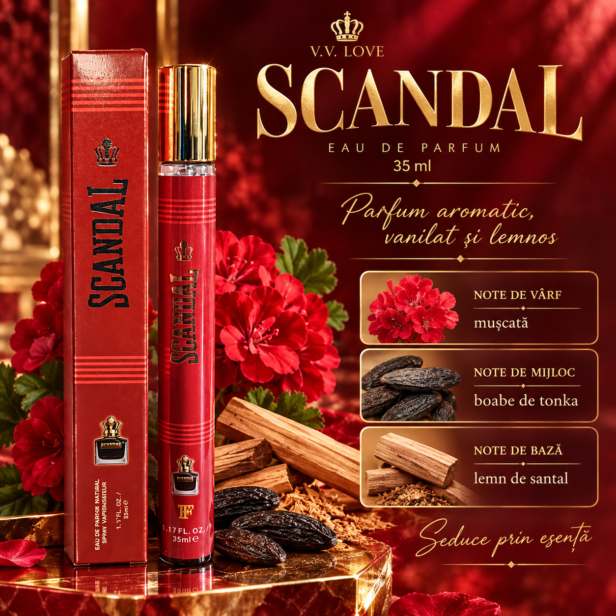Parfum Scandal V.V. Love cu boabe de tonka