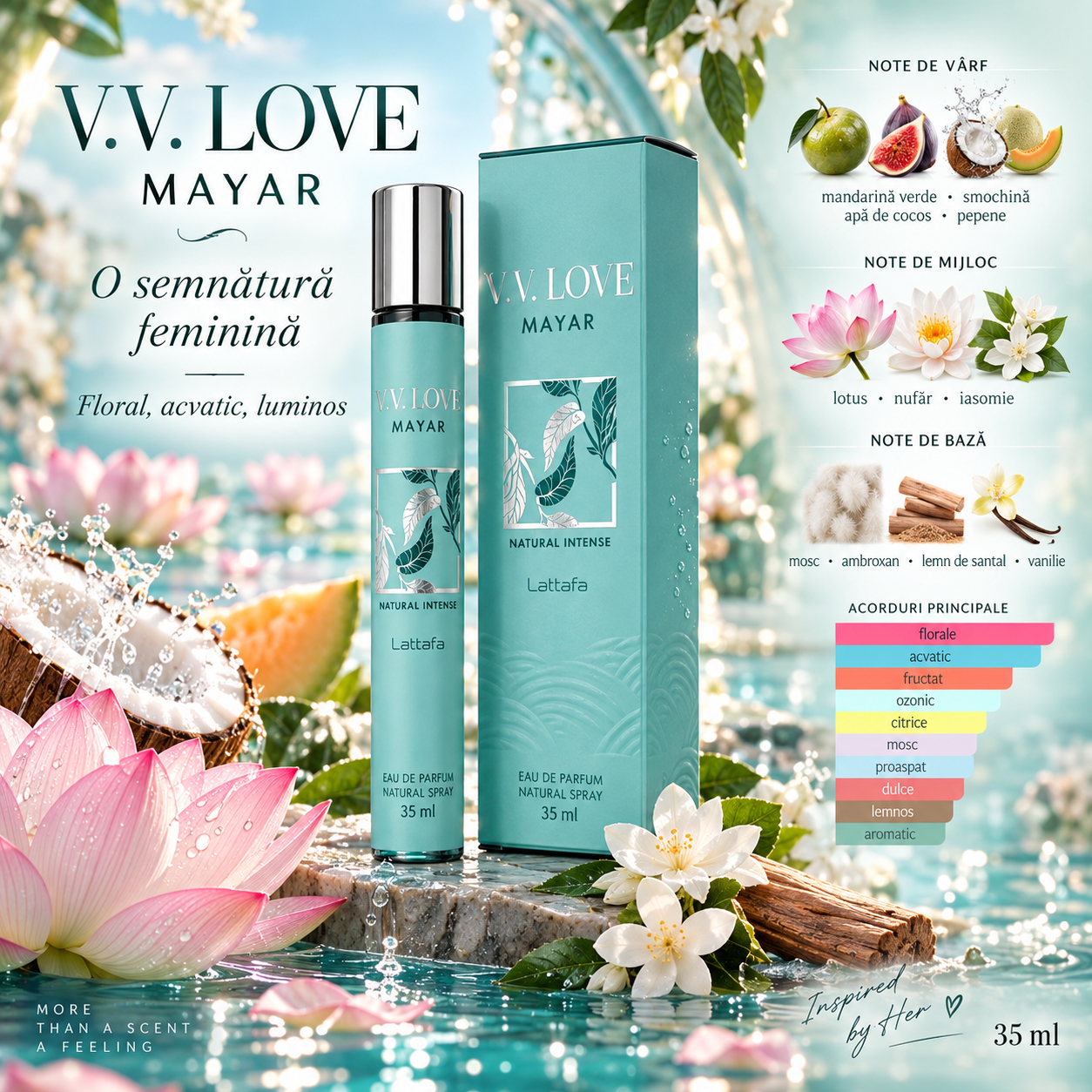 Parfum Mayar V.V. Love 35 ml compact si usor de transportat