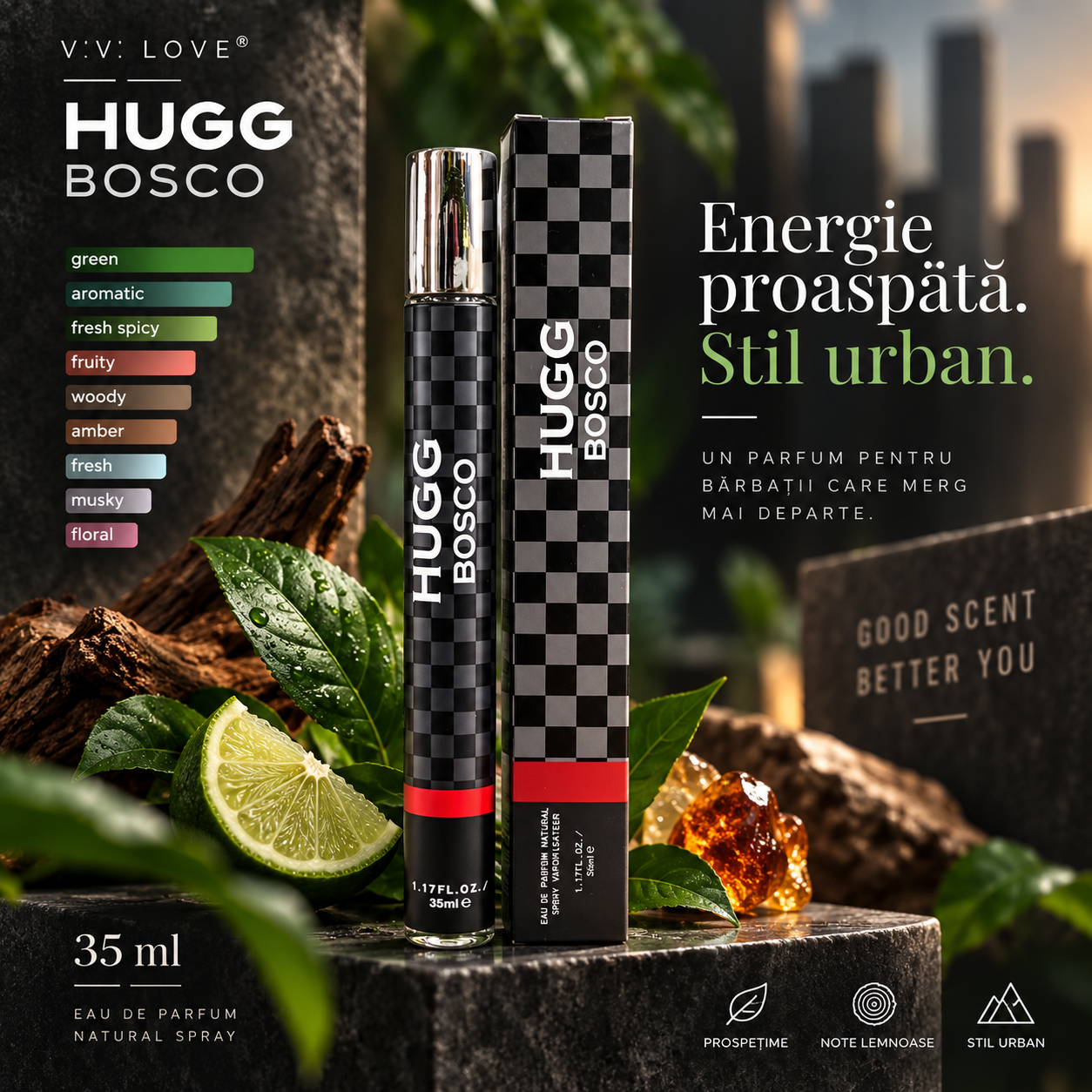 Parfum Hugg Bosco V.V. Love 35 ml compact si usor de transportat