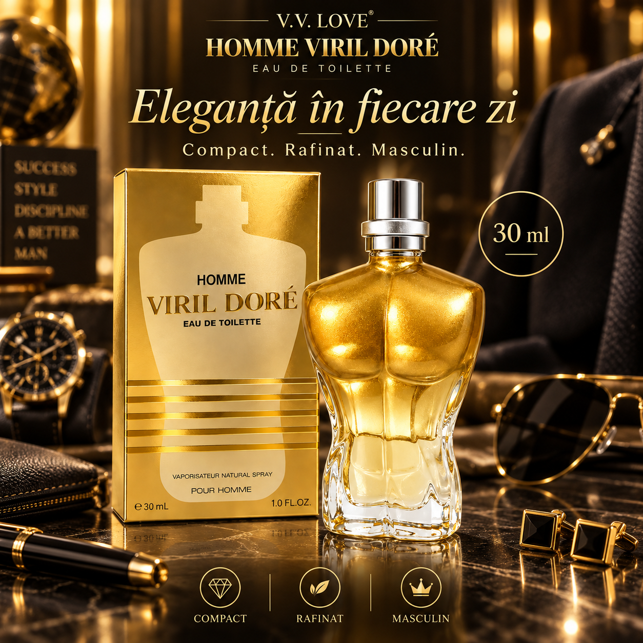 Parfum pentru barbati V.V. LOVE Homme Viril Dore 30 ml EDT