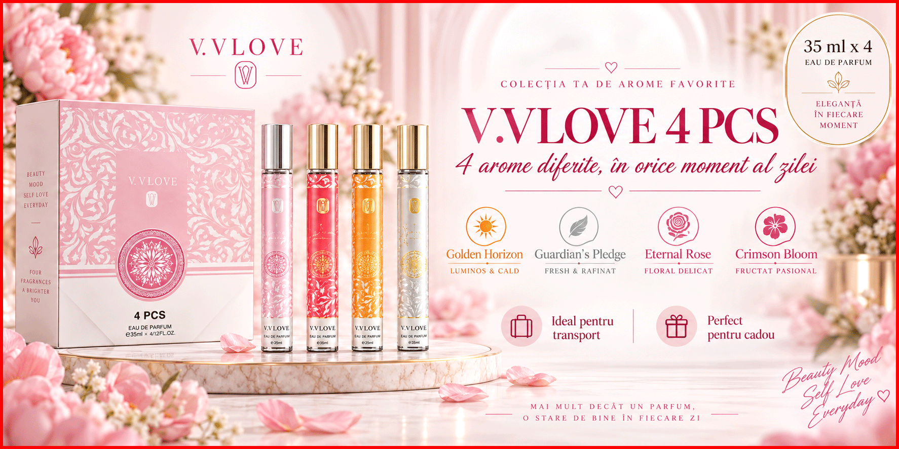 VV Love 4 PCS 35 ml x 4 - set cadou cu 4 arome