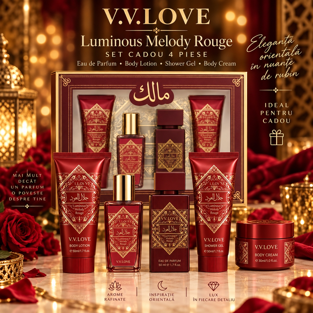 Set V.V.Love Luminous Melody Rouge Eau de Parfum Body Mist Body Lotion Shower Gel