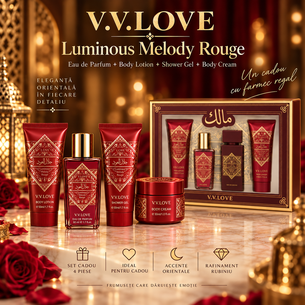 V.V.Love Luminous Melody Rouge set parfumat cu patru produse