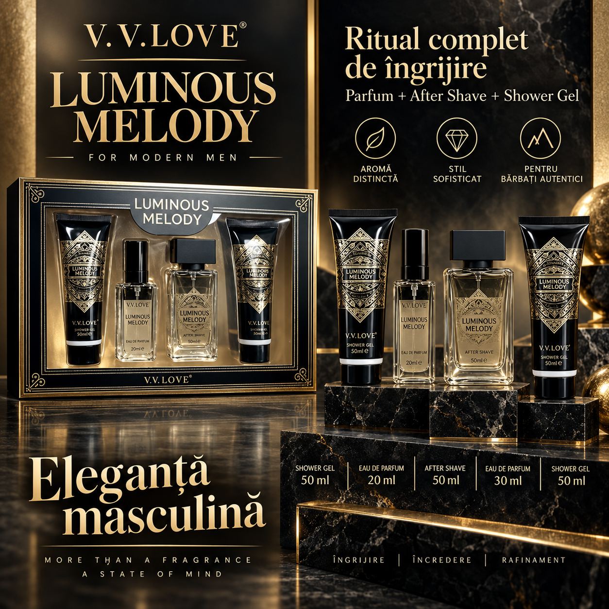 V.V. Love Luminous Melody set parfum si ingrijire pentru barbati