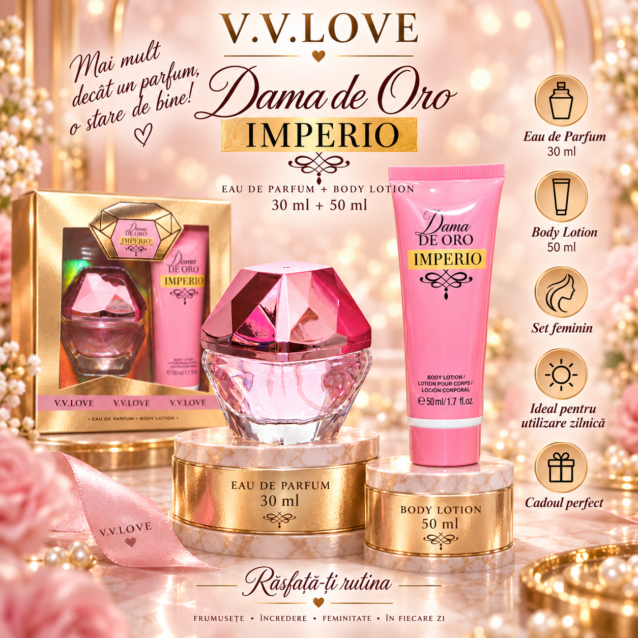 V.V.Love Dama de Oro Imperio parfum femei si lotiune de corp