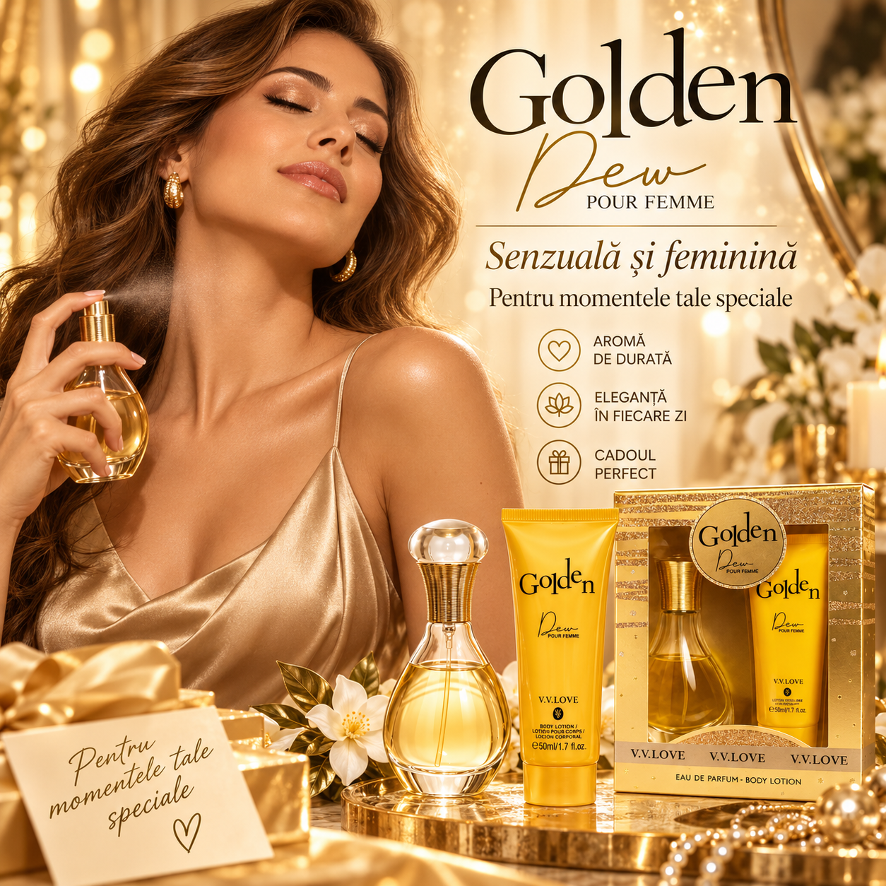 V.V.Love Golden Dew Body Lotion 50 ml lotiune de corp parfumata