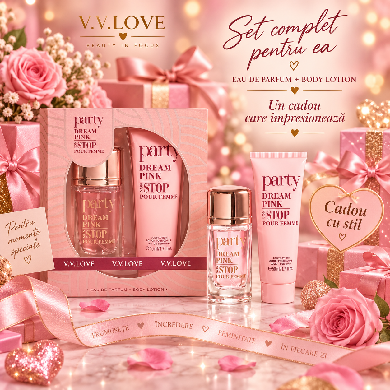 V.V.Love Party Dream Pink Body Lotion 50 ml lotiune de corp femei